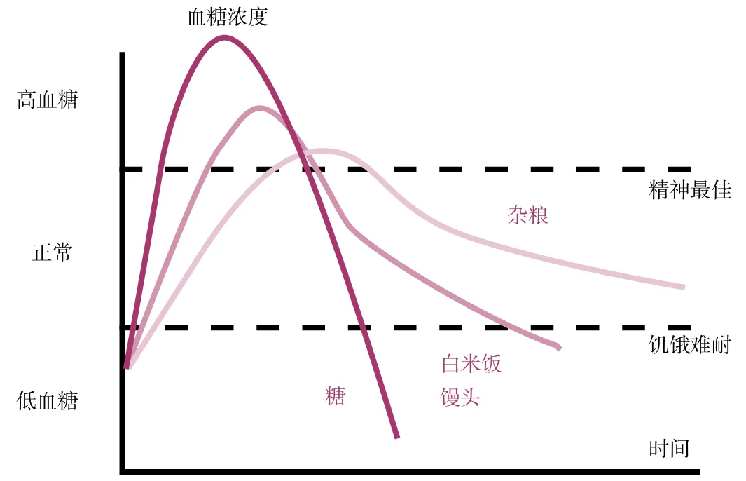 原书图：不同食物的血糖浓度变化