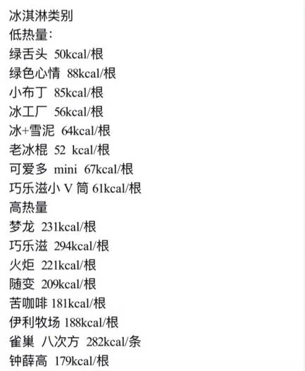 原课程冰淇淋热量对照:低热量与高热量品种及每根热量