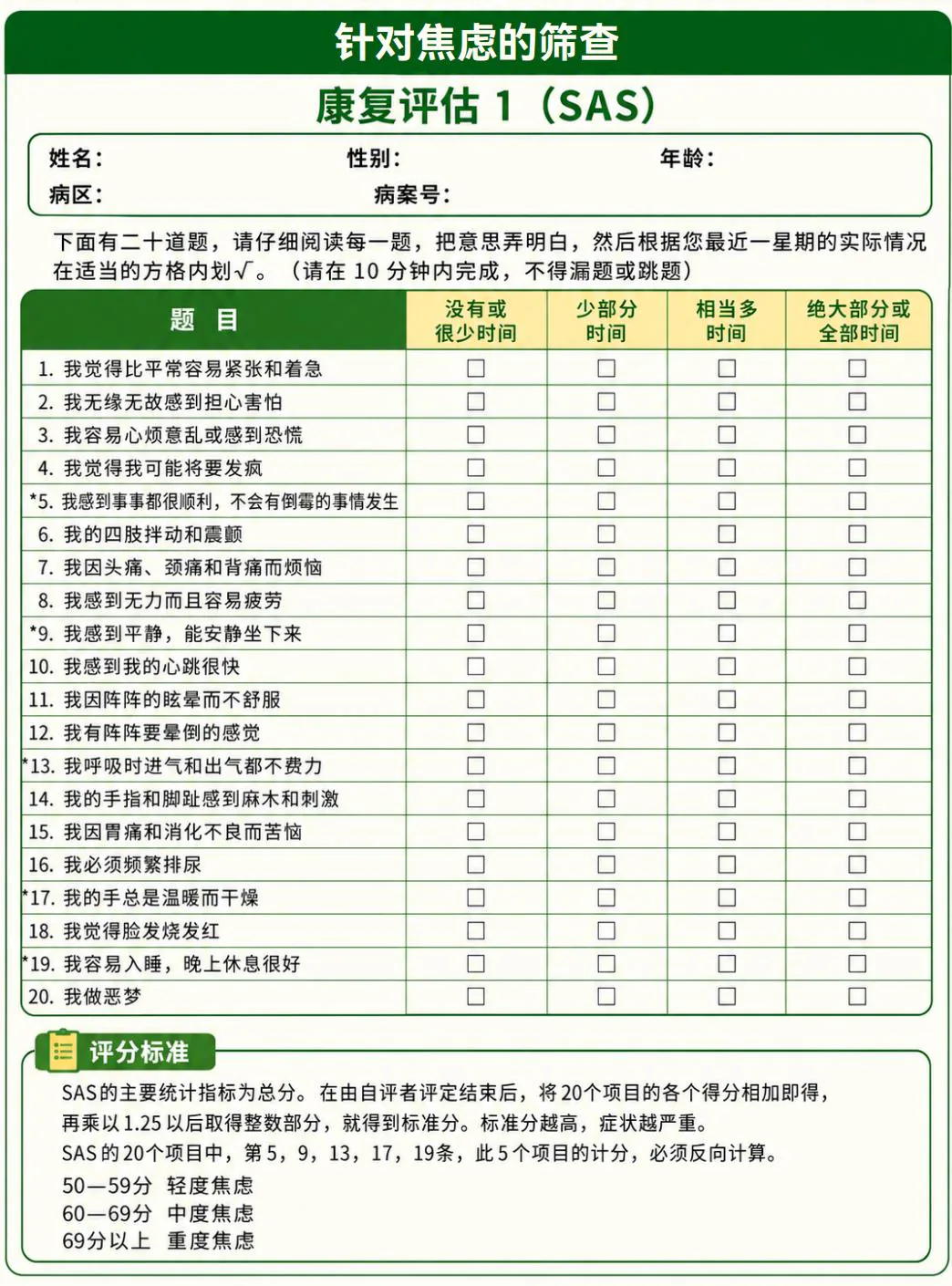 课程原图:焦虑自评量表(SAS)