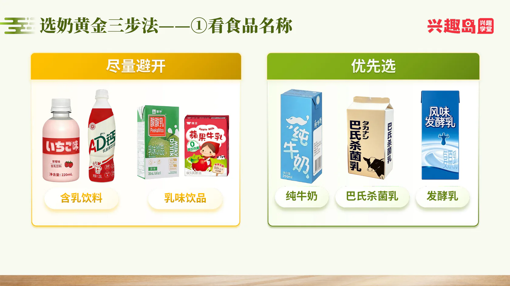 选奶第一步：看食品名称