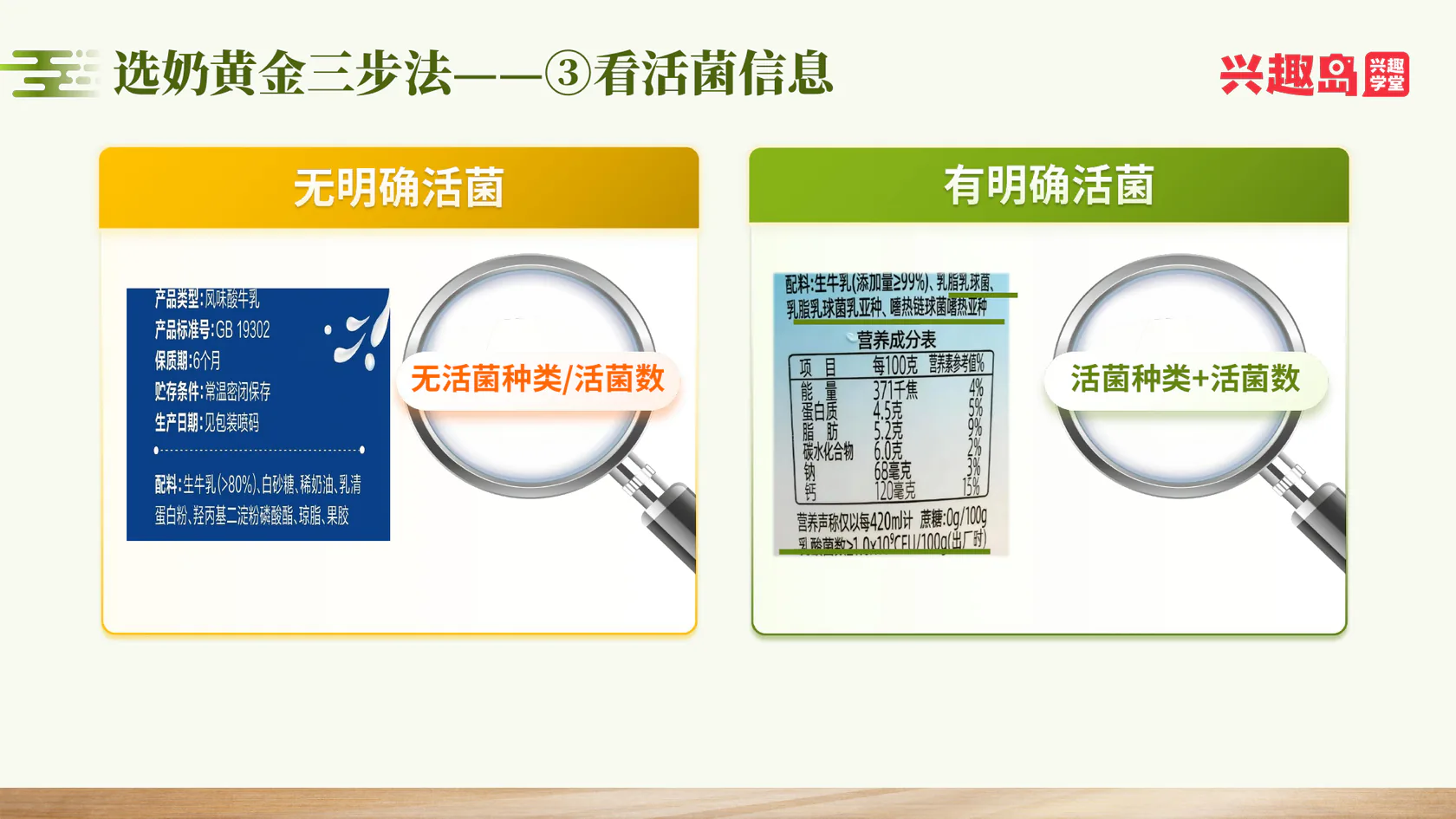 选奶第三步：看活菌信息