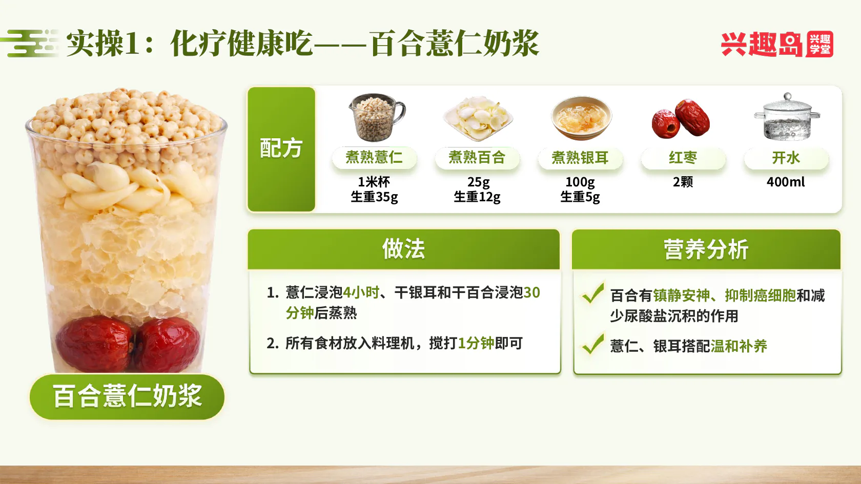 百合薏仁奶浆食材用量和做法