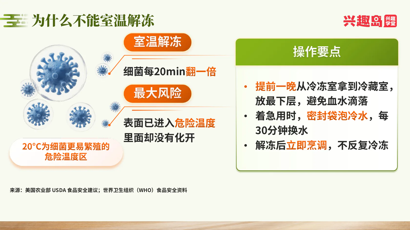 解冻后立即烹调与操作要点