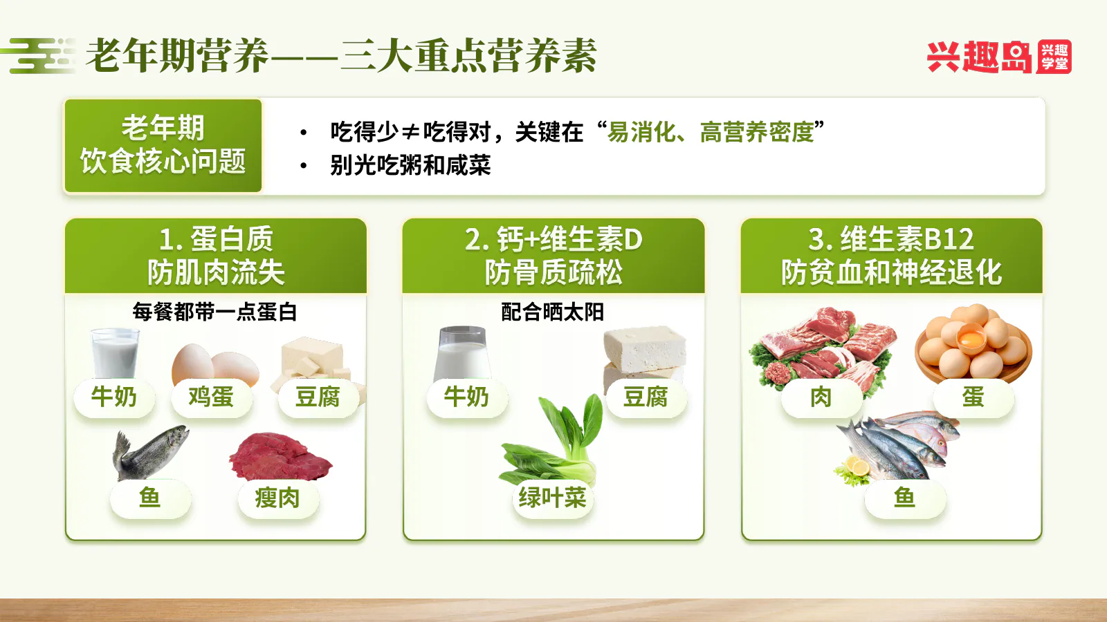 老年期三大重点营养素
