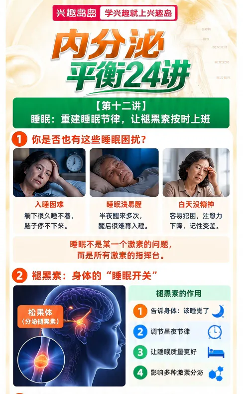 第12讲课程原图第1/4段:睡眠困扰与褪黑素作用