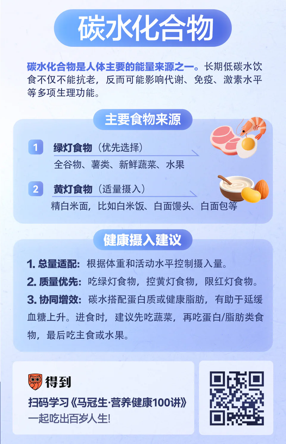 碳水化合物主要食物来源与健康摄入建议知识卡片