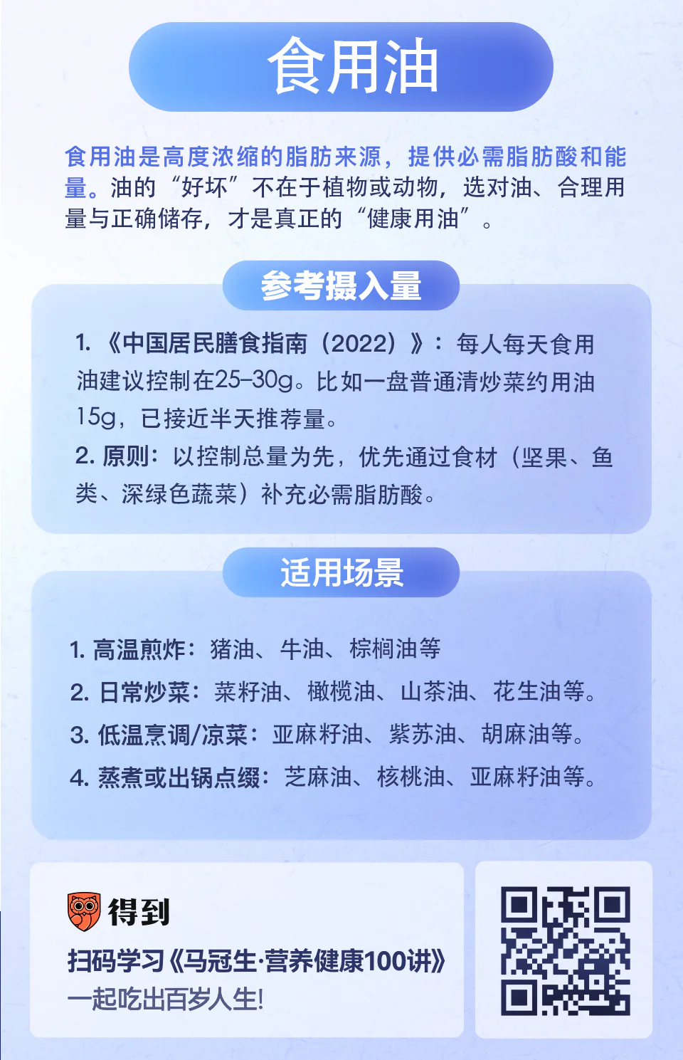 食用油:怎么选择、储存和烹调?知识卡片