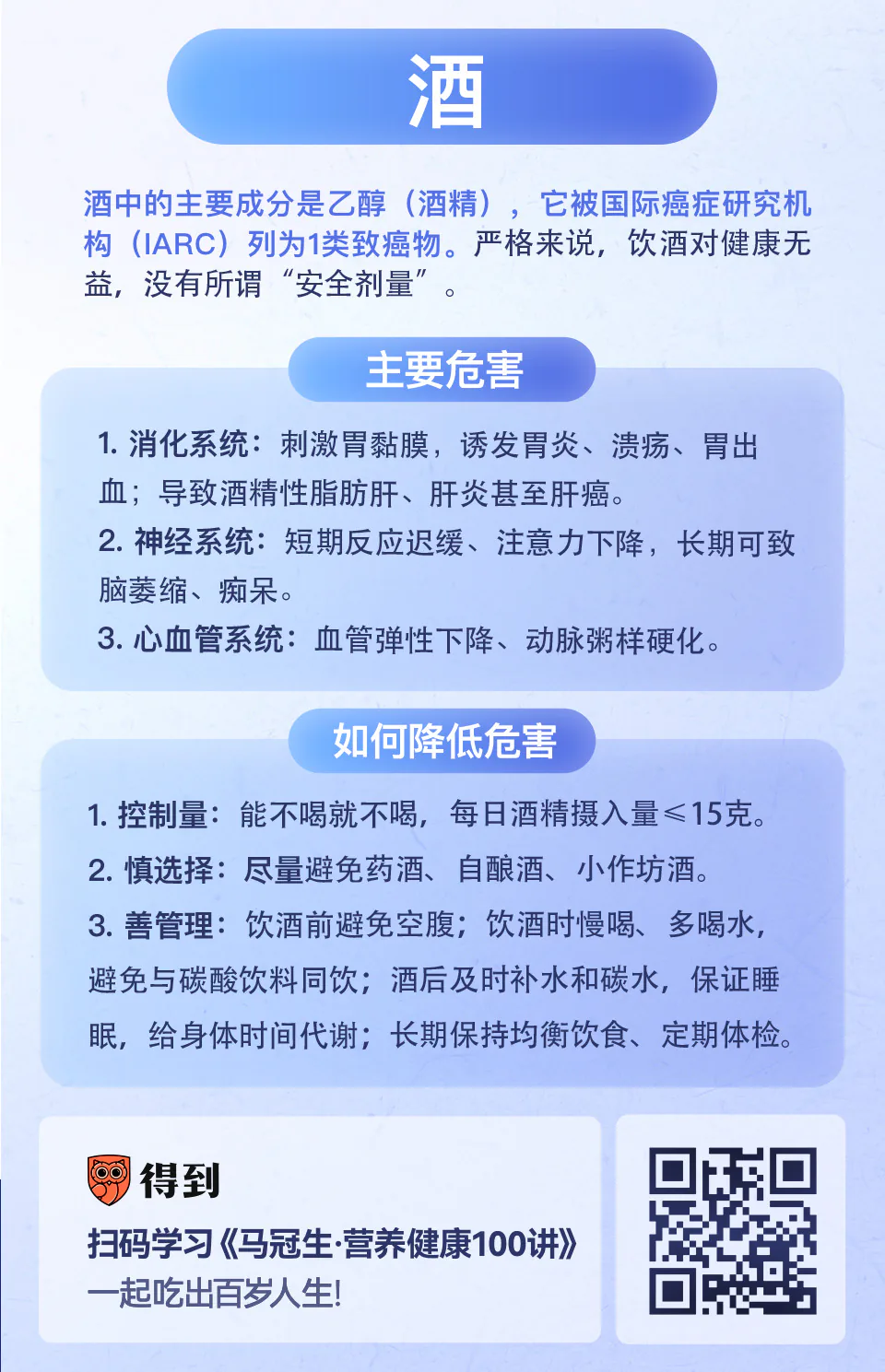 酒：怎么降低饮酒带来的危害？知识卡片