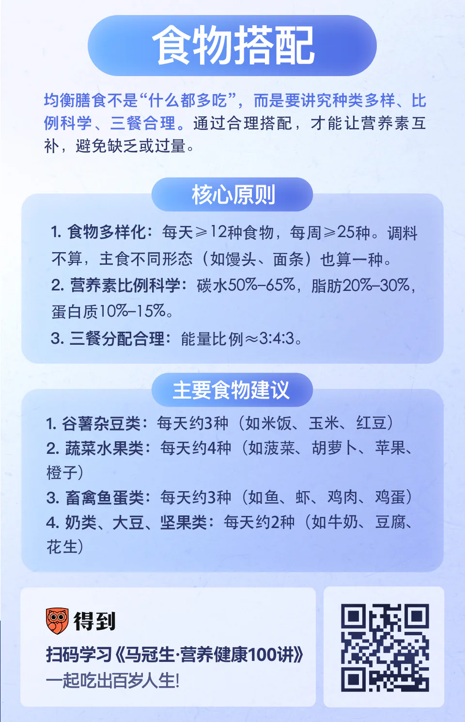 食物搭配：一日三餐怎么吃更营养均衡？知识卡片