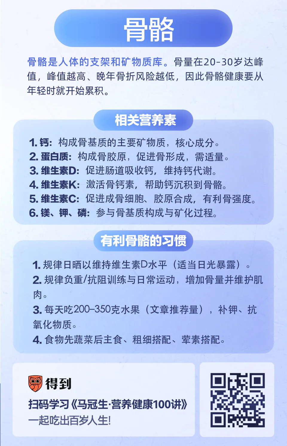 骨骼营养知识卡片：关键营养素与护骨习惯