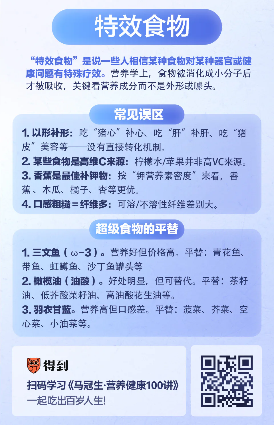 特效食物知识卡片:常见误区与超级食物的平替