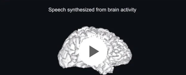 原文视频的静态截图：Speech synthesized from brain activity