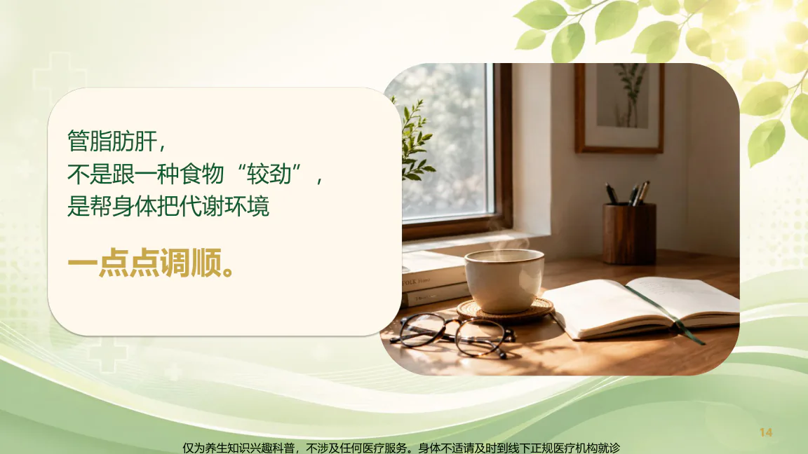 结营典礼课程原图第15/32页:脂肪肝衣食住行行动清单