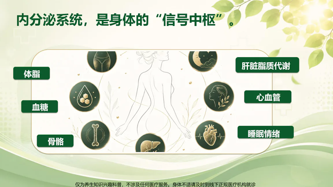 结营典礼课程原图第24/32页:内分泌是身体信号中枢,连接代谢、骨骼、心血管和情绪