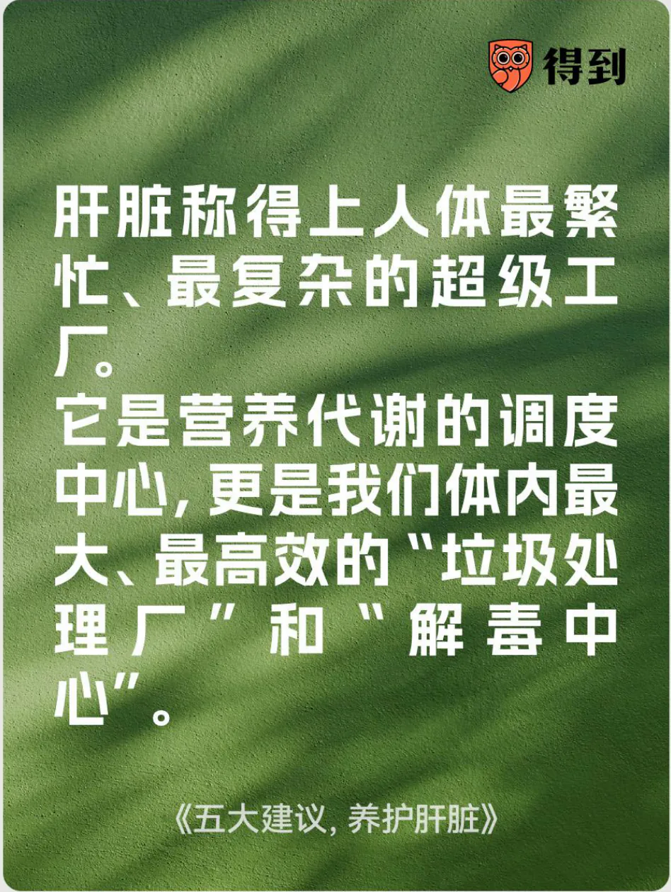 知识卡片：肝脏是营养代谢的调度中心，也是体内的垃圾处理厂和解毒中心。