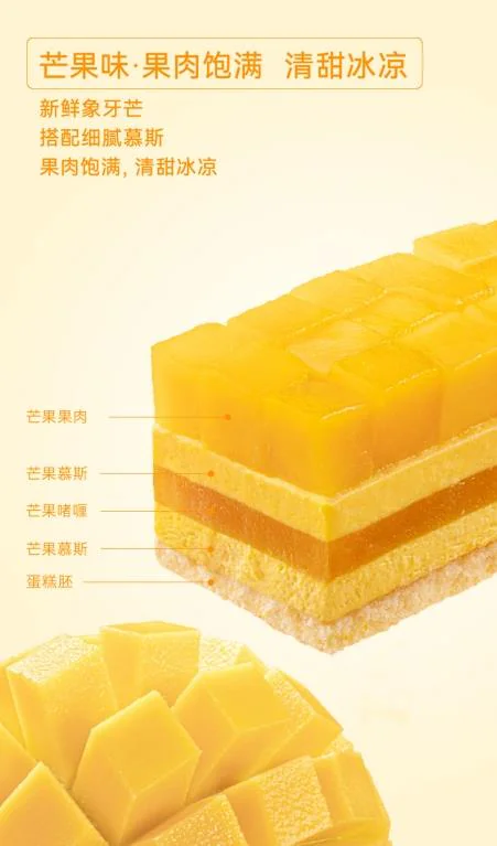 最终蛋糕页面：逐层对应原料与卖点