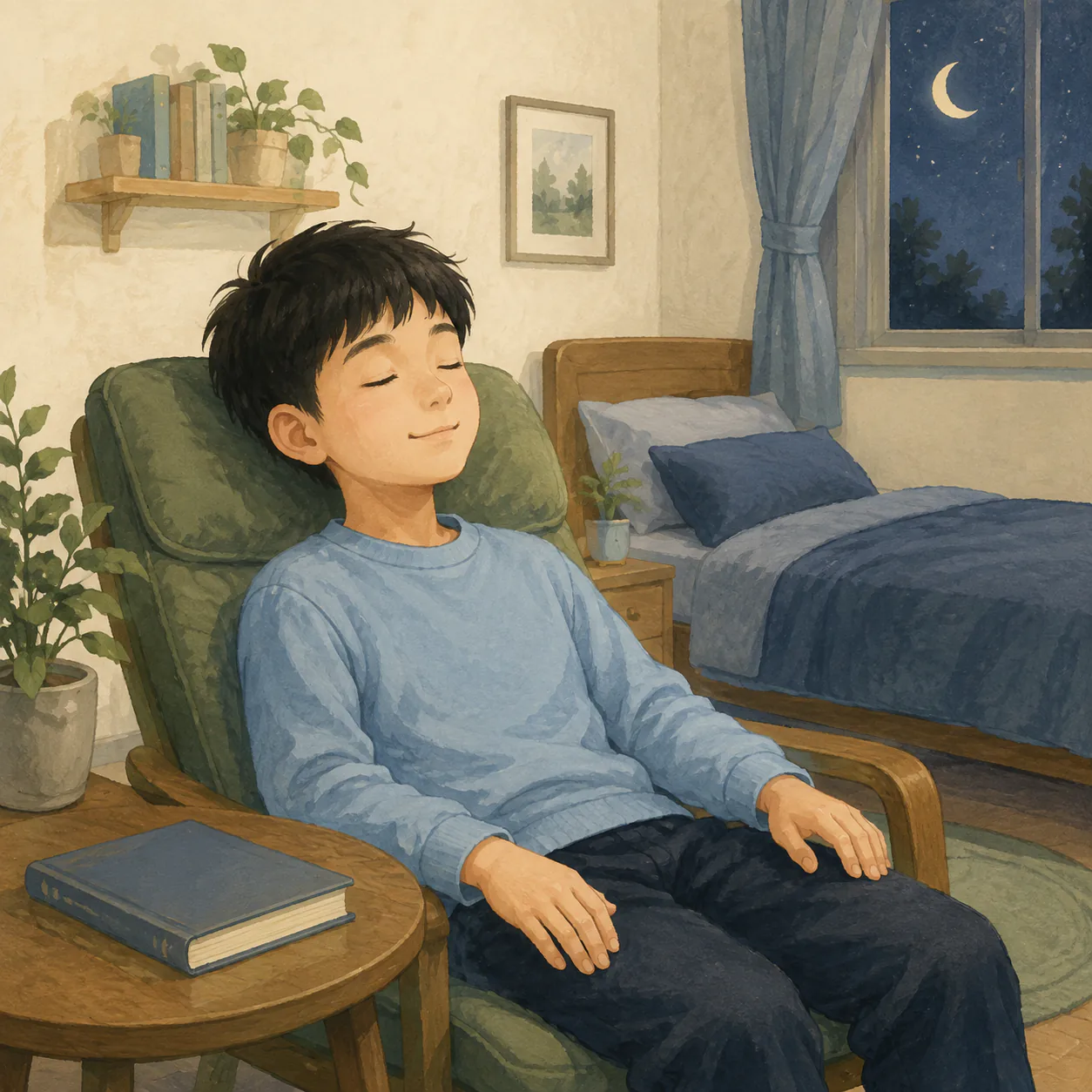 合上书本闭眼休息,也给夜间睡眠留足时间